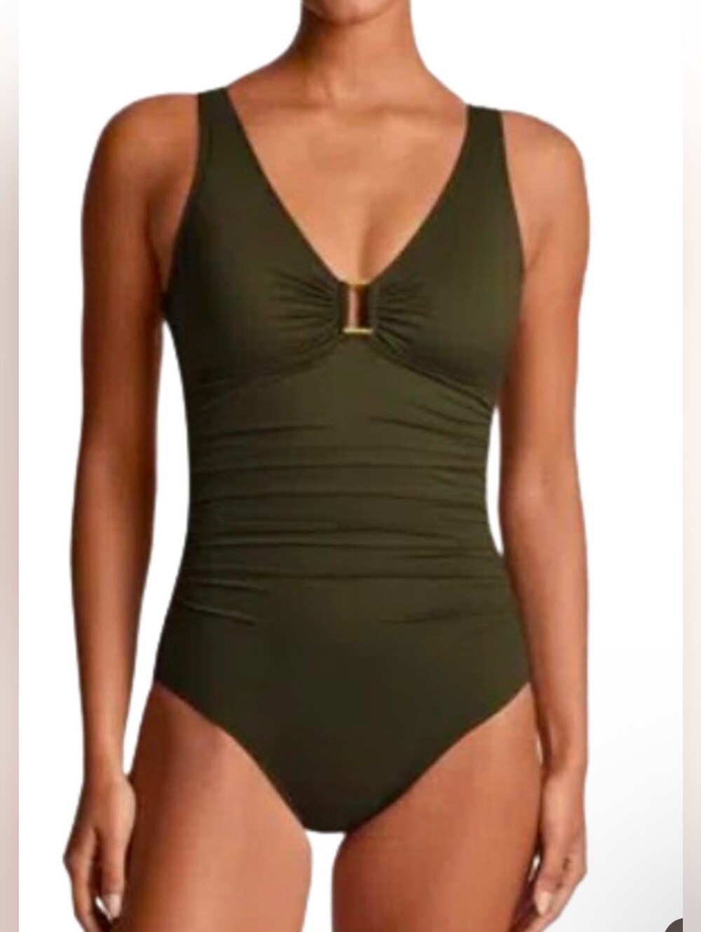 Lauren Ralph Lauren Olive Green Ring One-Piece Swimsuit